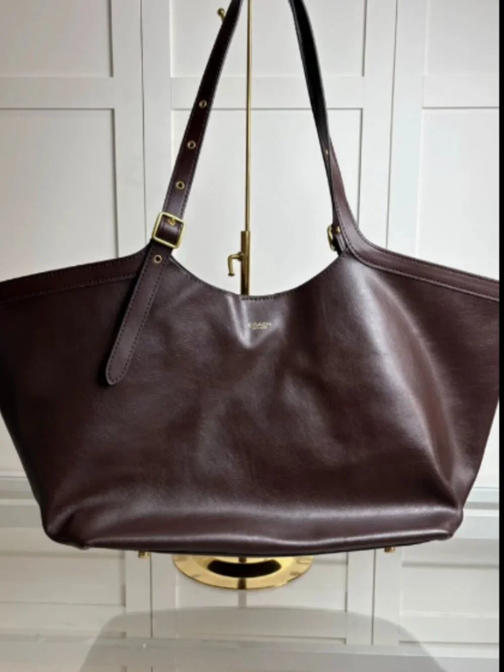Vintage Brown Leather Tote Purse Elegant Work Bag
